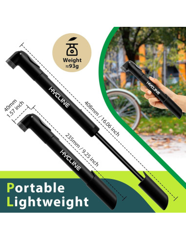 Bomba de Bicicleta Mini Hycline 120 PSI Válvula Dual Portátil