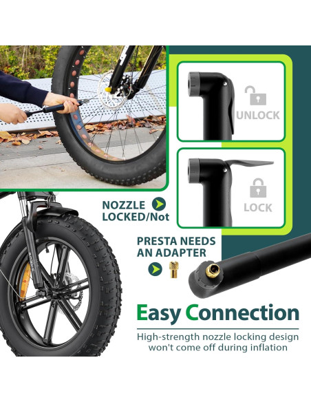 Bomba de Bicicleta Mini Hycline 120 PSI Válvula Dual Portátil