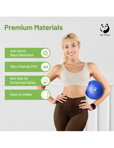Bola de Pilates Slim Panda 22.86 cm Antideslizante y A Prueba de Explosiones