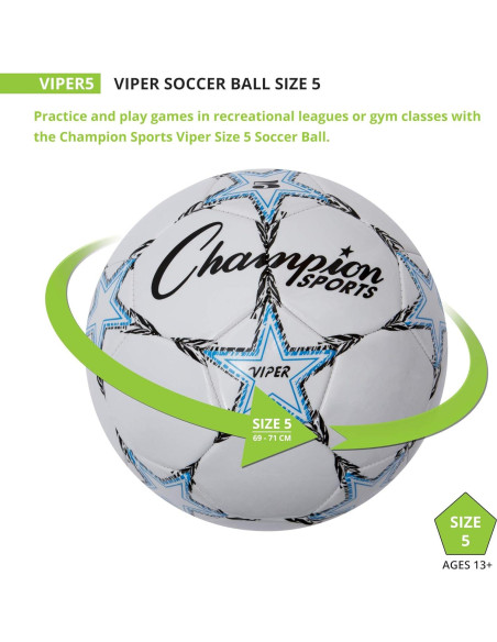 Balón de Fútbol Viper Champion Sports Tamaño 5 - TPU Suave
