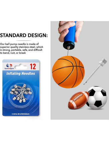 Agujas de Bomba de Baloncesto TurnOnSport - Paquete de 12