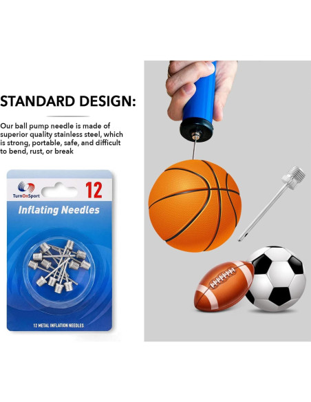 Agujas de Bomba de Baloncesto TurnOnSport - Paquete de 12