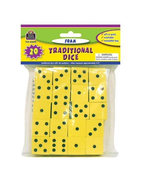 Dados Tradicionales de Espuma TCR20603 - 20 Piezas Amarillo