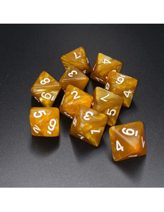 Juego de 10 Dados Poliedricos D8 Marsrut - Color Café Claro 1.6cm 2