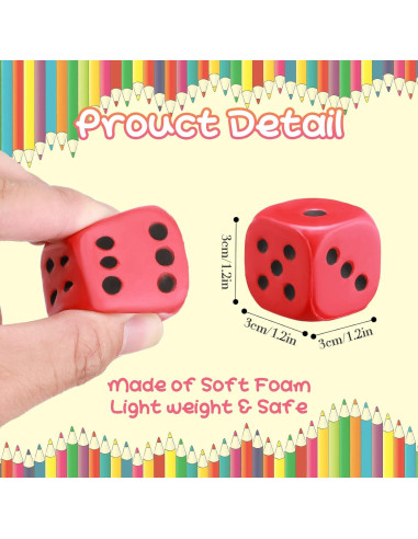 36 Dados de Espuma Coloridos Kasyat para Niños 3+ Años