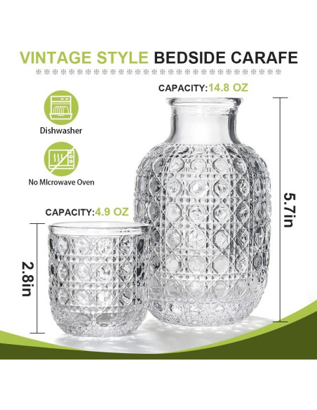 Juego de Jarra y Vaso Homvle 537ml Piedra Preciosa