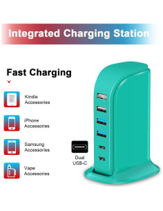Bloque de Carga USB Upoy Y006C 6 Puertos 8A Verde 2