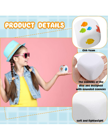 30 Dados de Espuma EVA Blanca 5 cm para Manualidades y Juegos