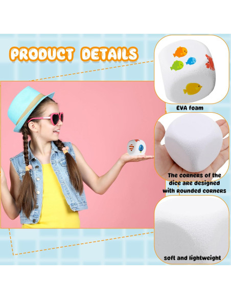 30 Dados de Espuma EVA Blanca 5 cm para Manualidades y Juegos
