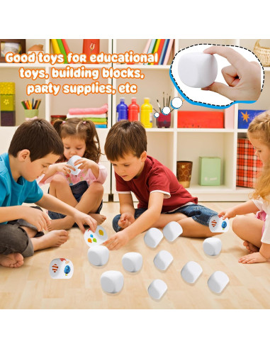 30 Dados de Espuma EVA Blanca 5 cm para Manualidades y Juegos