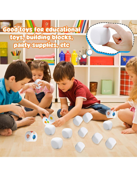 30 Dados de Espuma EVA Blanca 5 cm para Manualidades y Juegos