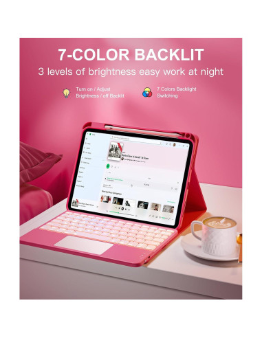 Funda con Teclado para iPad 11"/10.9" Harvopu Rosa