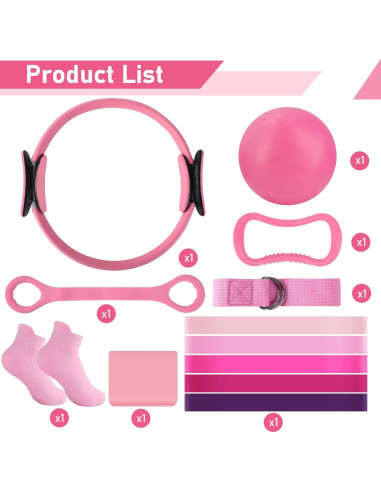 Kit de Pilates 13 Piezas Party Greeting - Anillo, Bandas y Pelota