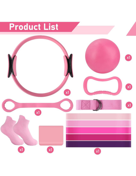 Kit de Pilates 13 Piezas Party Greeting - Anillo, Bandas y Pelota