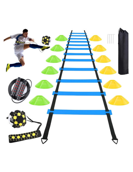 Escalera de Agilidad AOPUETRX 6m con 12 Conos y Cuerda