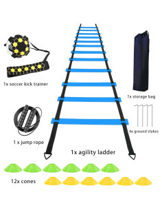 Escalera de Agilidad AOPUETRX 6m con 12 Conos y Cuerda 2