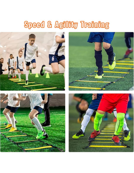 Escalera de Agilidad AOPUETRX 6m con 12 Conos y Cuerda