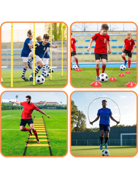 Conjunto de Entrenamiento de Agilidad ZEMBSOYA - 12 Postes, Escalera, Conos y Cuerda