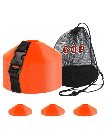 60 Conos de Entrenamiento DUNCHATY Naranja para Fútbol y Baloncesto