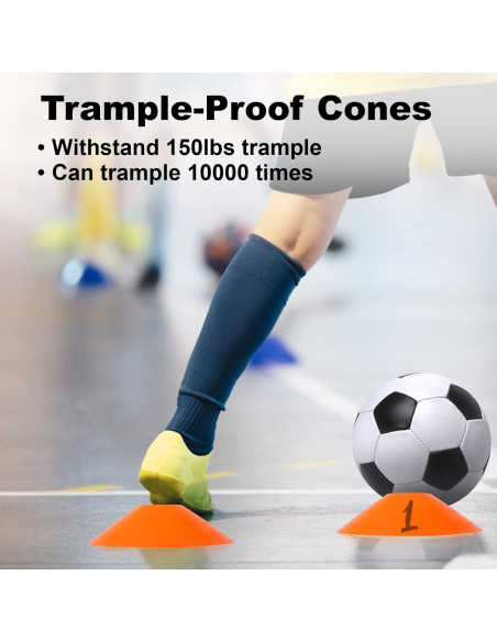 60 Conos de Entrenamiento DUNCHATY Naranja para Fútbol y Baloncesto