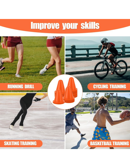 20 Conos de Entrenamiento XIHIRCD Naranja 8 cm para Fútbol y Baloncesto