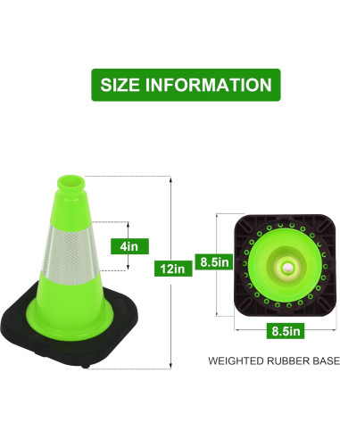Conos de Seguridad de Tráfico Verdes 30.5cm OrangeStar - Paquete de 8