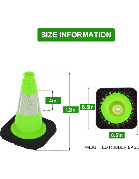 Conos de Seguridad de Tráfico Verdes 30.5cm OrangeStar - Paquete de 8 Conos de Seguridad de Tráfico Verdes 30.5cm OrangeStar - Paquete de 8