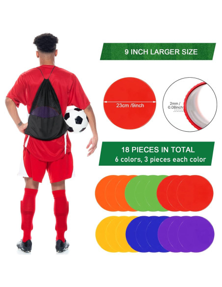 Marcadores de Puntos ZIECE para Suelo de Gimnasio 18 Piezas 22.86 cm