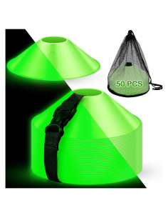 Conos de Fútbol Brillantes Hiboom 50 Pcs Verde 19x5 cm