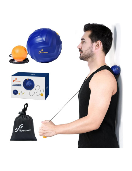 Bola de Masaje Sportneer Azul con Cuerda Desmontable 6.1cm