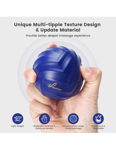 Bola de Masaje Sportneer Azul con Cuerda Desmontable 6.1cm