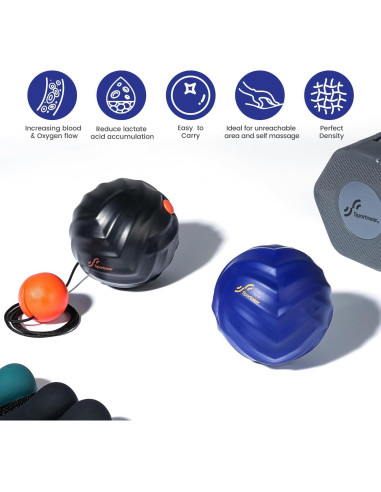 Bola de Masaje Sportneer Azul con Cuerda Desmontable 6.1cm