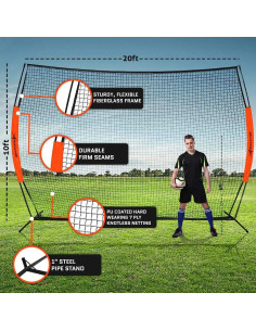 Red de Lacrosse Backstop ACELETIQS Rampart XL 6.1x3.0m 2