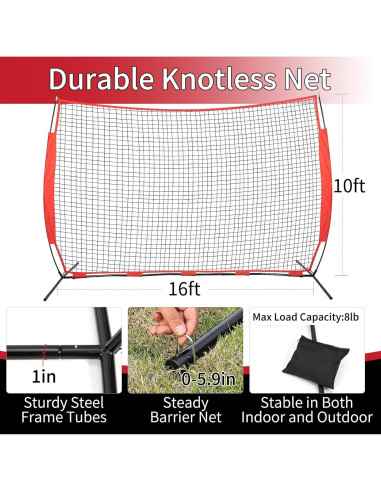 Red de Parada Deportiva Wiseek 4.88x3.05m para Béisbol y Lacrosse