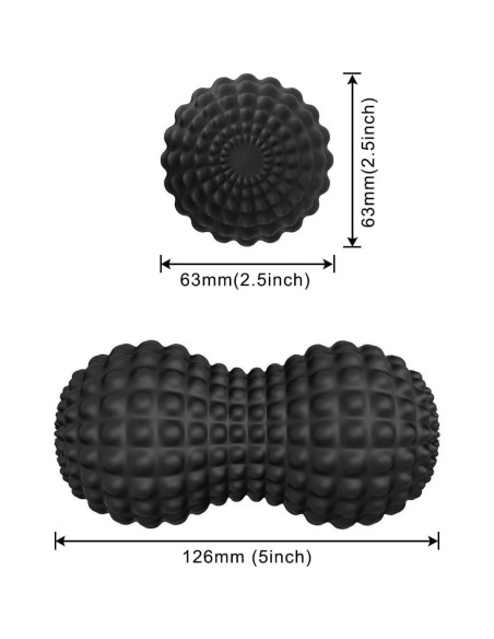 Bola de Masaje Doble de Lacrosse SELEWARE - Negro, 12.7 cm