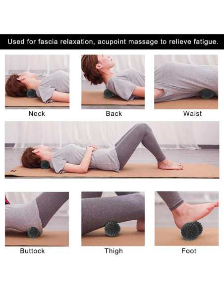 Bola de Masaje Doble de Lacrosse SELEWARE - Negro, 12.7 cm