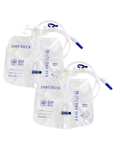 Paquete de 2 Bolsas de Drenaje Urinario DWCHECK 2000 mL