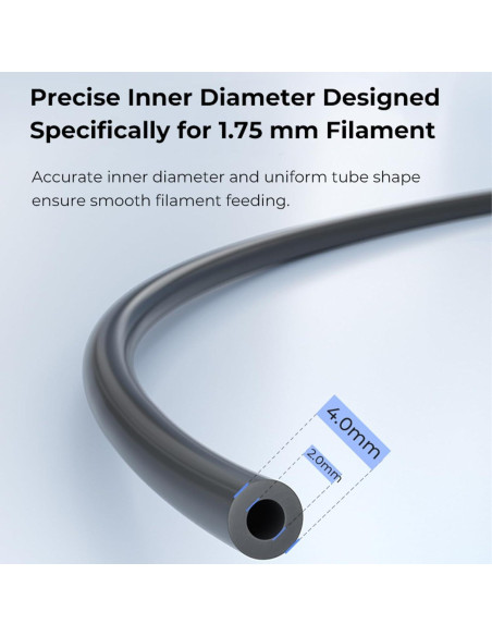 Tubo PTFE Ultra Suave Creality 2M 2mm ID para Filamento 1.75mm