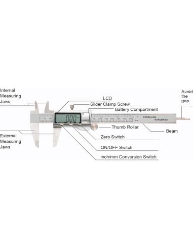 Calibrador Digital de Acero Inoxidable Sanming HKZ150 0-152.4 mm