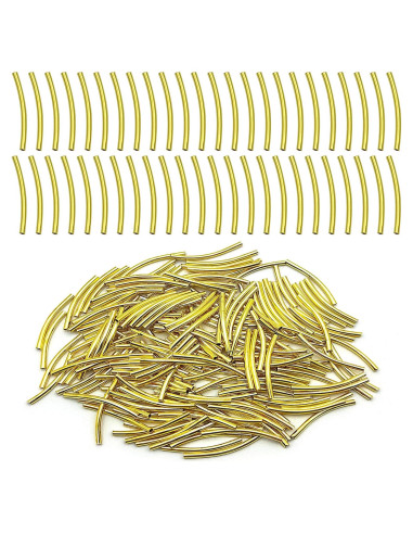200 Espaciadores de Tubo de Fideos Oro 25mm Latón para Joyería