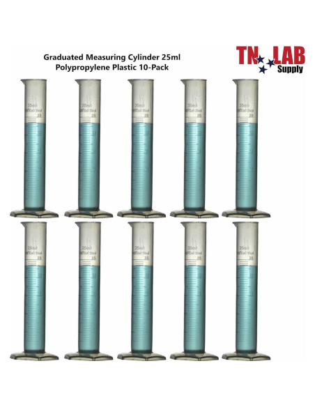 Cilindro Graduado de Plástico TN LAB 25ml 10-Pack