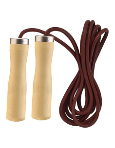 Cuerda de Salto SHAZ de Cuero con Mangos de Madera 2.74m