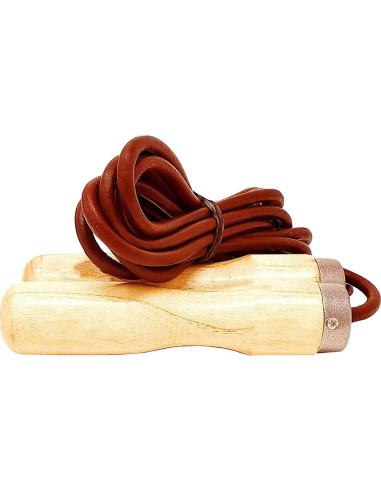 Cuerda de Salto SHAZ de Cuero con Mangos de Madera 2.74m