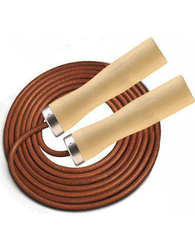 Cuerda de Salto SHAZ de Cuero con Mangos de Madera 2.74m