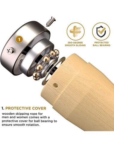 Cuerda de Salto SHAZ de Cuero con Mangos de Madera 2.74m