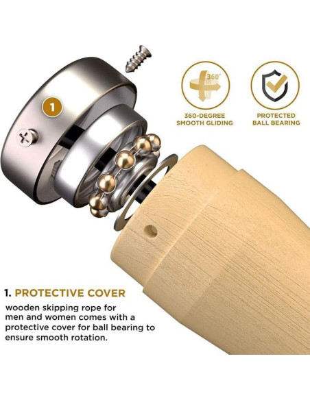 Cuerda de Salto SHAZ de Cuero con Mangos de Madera 2.74m