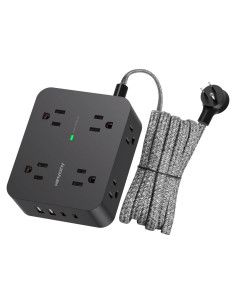 Regleta de Sobretensión HANYCONY 8 Salidas 4 USB 5 Pies