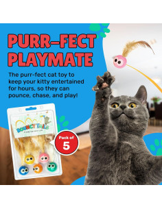 Paquete de 5 Pelotas Interactivas Bouncy Tails para Gatos 2