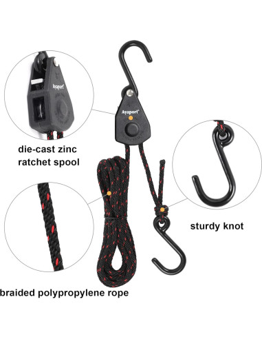 Correa de Amarre Ayaport 1.83m 4 Unidades Nylon Negro