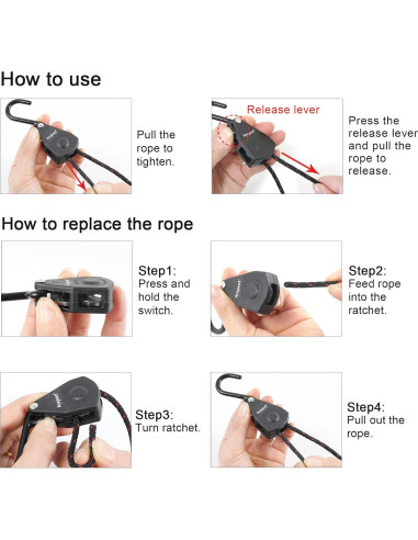 Correa de Amarre Ayaport 1.83m 4 Unidades Nylon Negro